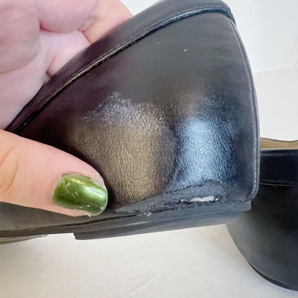 Naturalizer Roma Black Leather D'Orsay Open Toed Flat Women's Size 10 - Picture 7 of 7